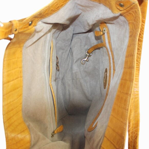 Brahmin Jacqueline Melbourne Chartreuse Croc Shoulder Hobo Bag - Picture 8 of 9